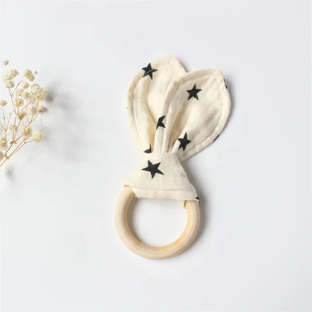 Cotton Rabbit Ear Teething Ring