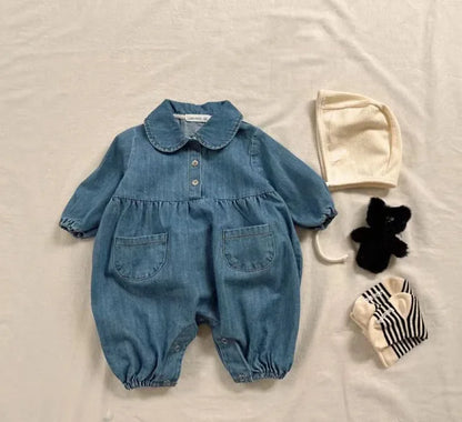 Collared Denim Jumpsuit