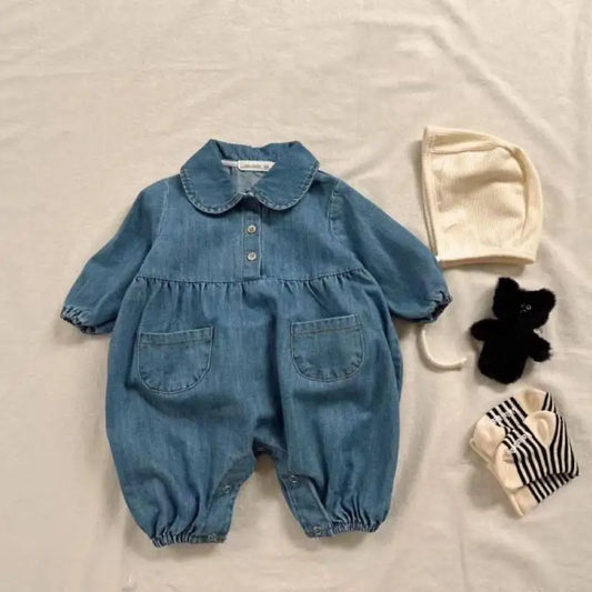 Collared Denim Jumpsuit