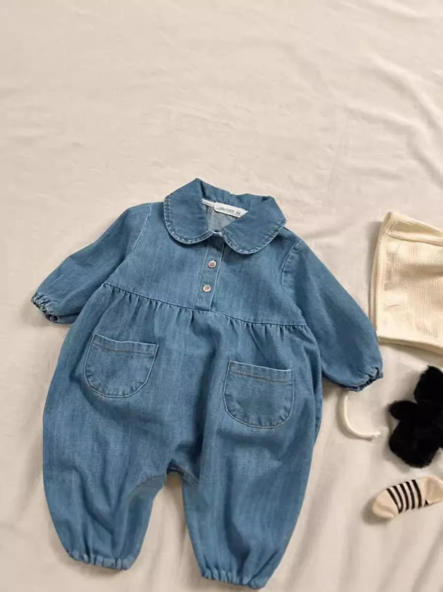 Collared Denim Jumpsuit