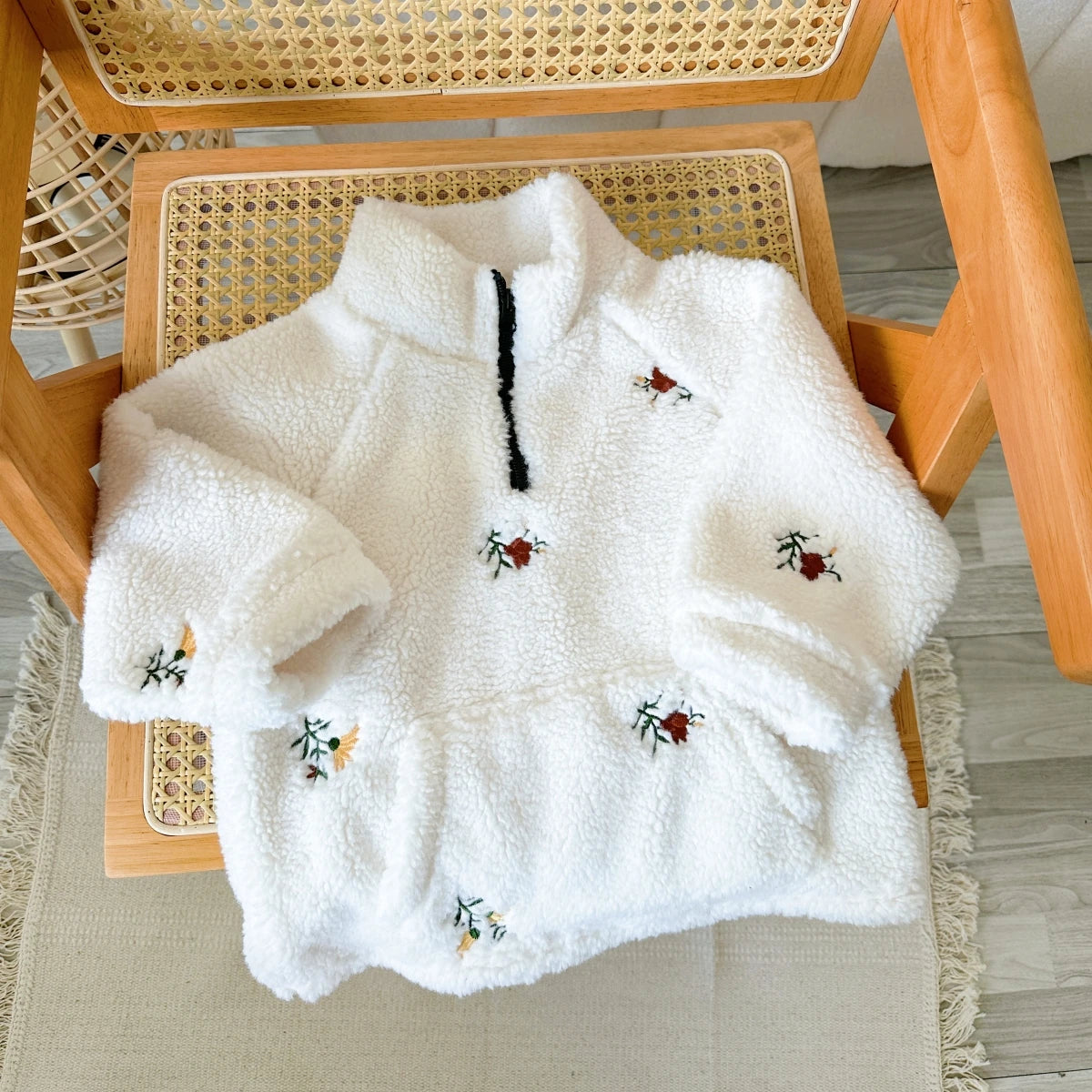 Flower 3/4 Zip Fleece Jacket