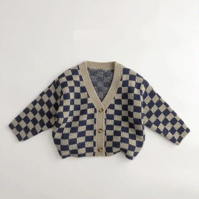 Knitted Cotton Checkerboard Cardigan and / or Shorts