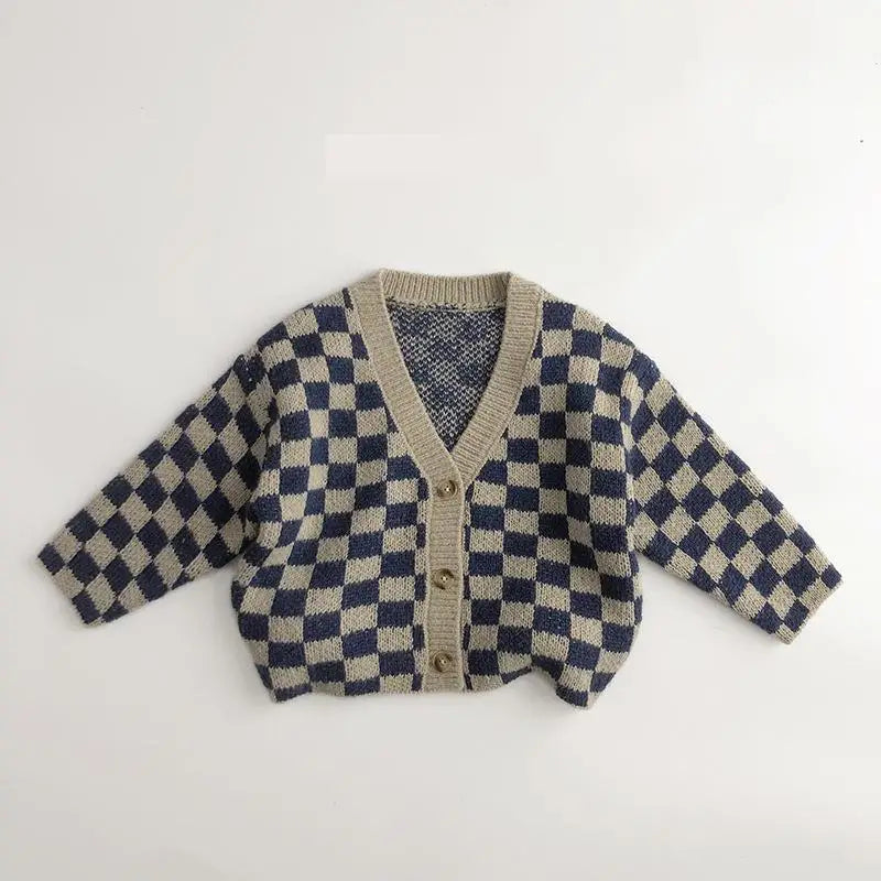 Knitted Cotton Checkerboard Cardigan and / or Shorts