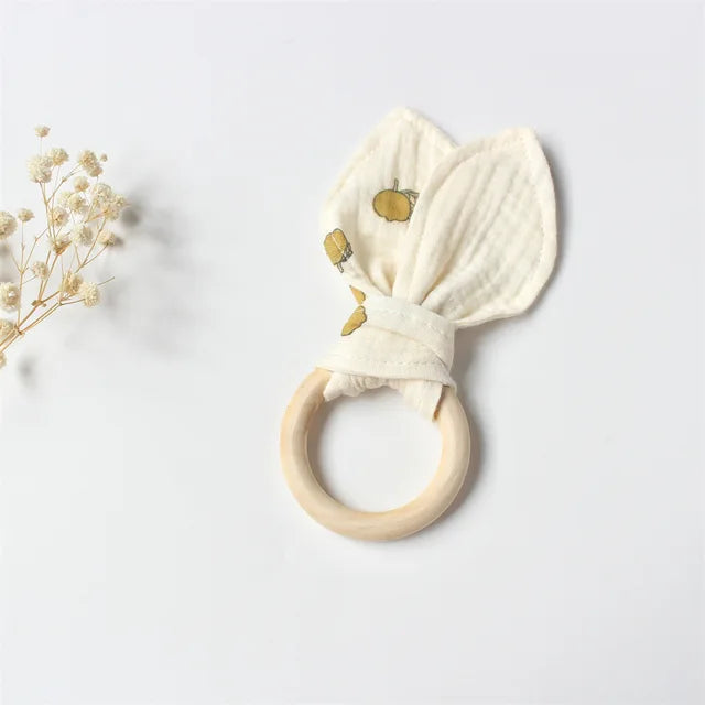 Cotton Rabbit Ear Teething Ring