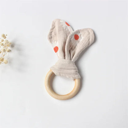 Cotton Rabbit Ear Teething Ring