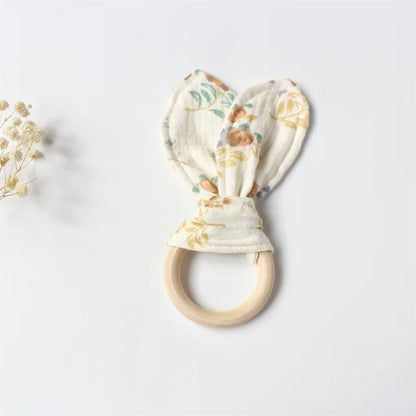 Cotton Rabbit Ear Teething Ring