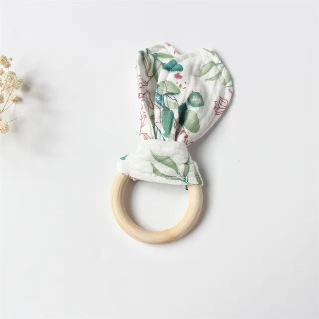 Cotton Rabbit Ear Teething Ring