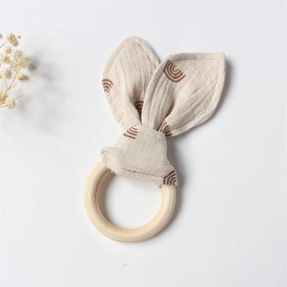 Cotton Rabbit Ear Teething Ring