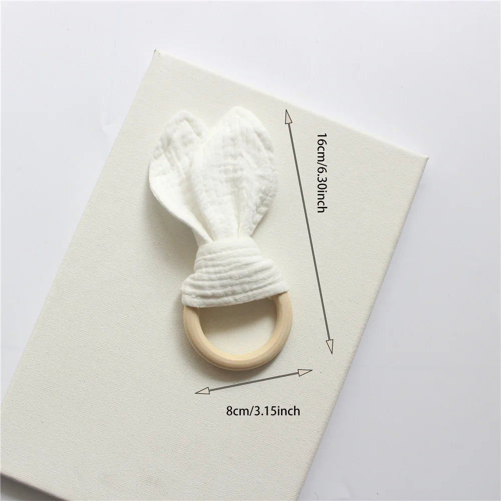 Cotton Rabbit Ear Teething Ring