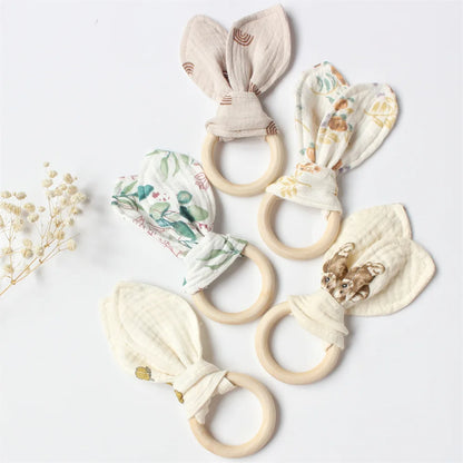 Cotton Rabbit Ear Teething Ring