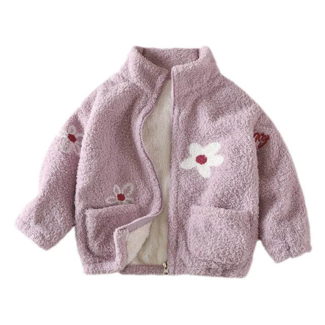 Patterned Zip Up Fleece Jacket