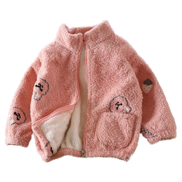 Patterned Zip Up Fleece Jacket
