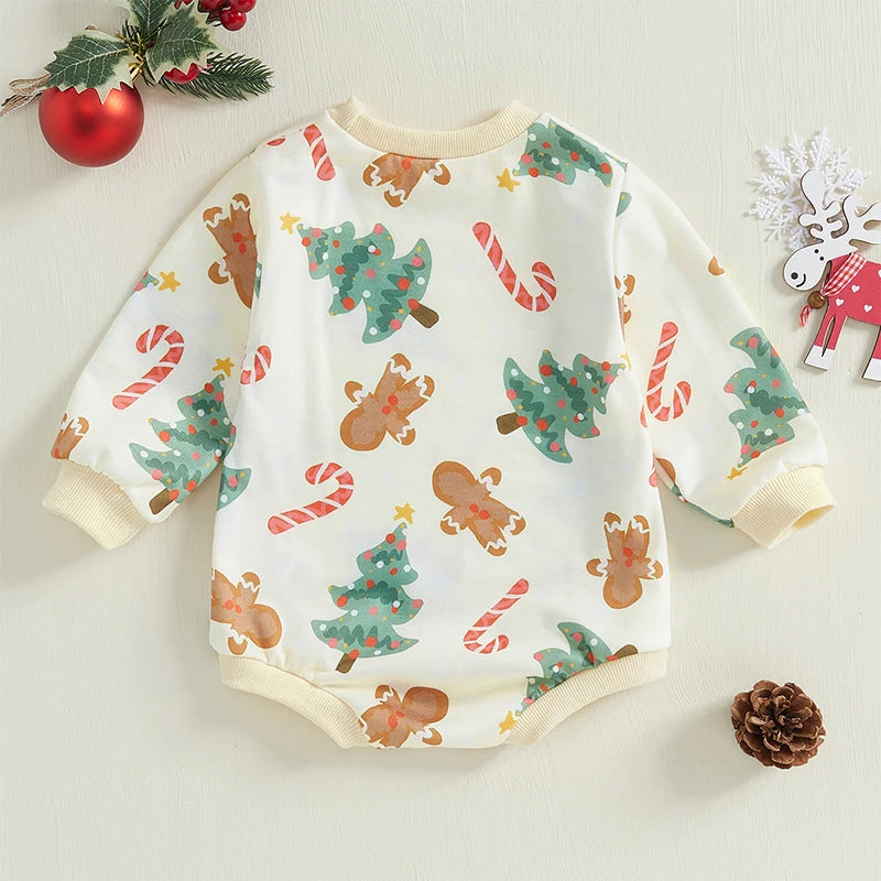 Christmas Print Sweater Romper