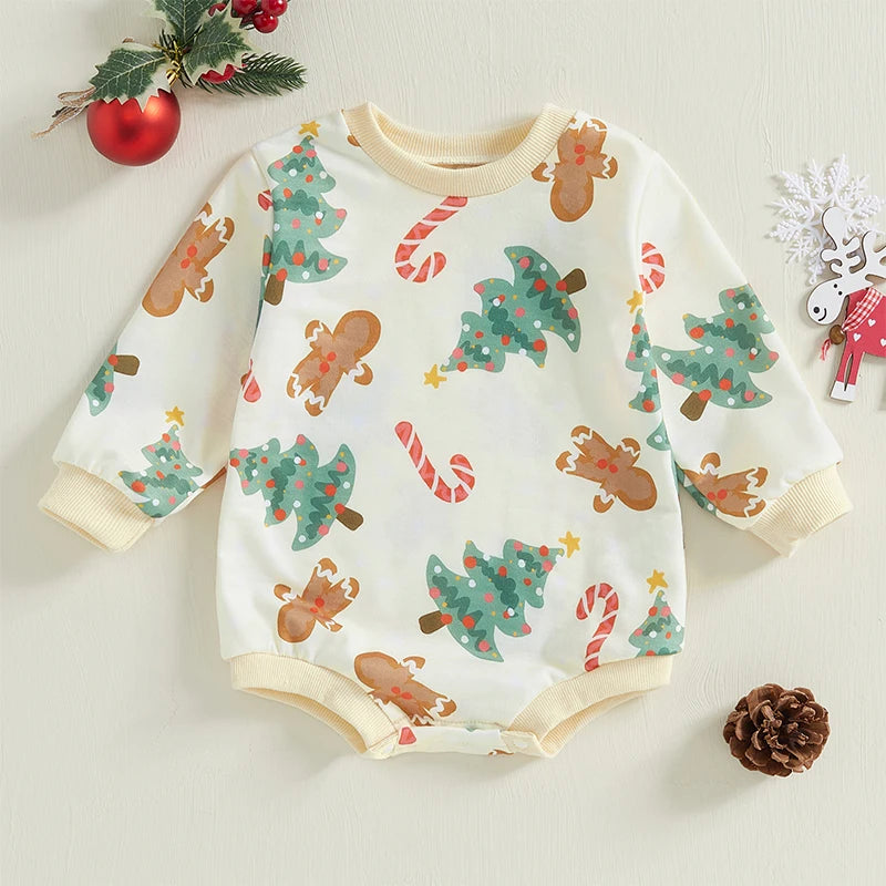 Christmas Print Sweater Romper