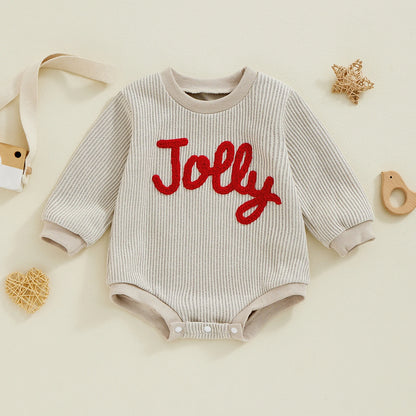 Christmas Jolly Embroidered Sweater Romper