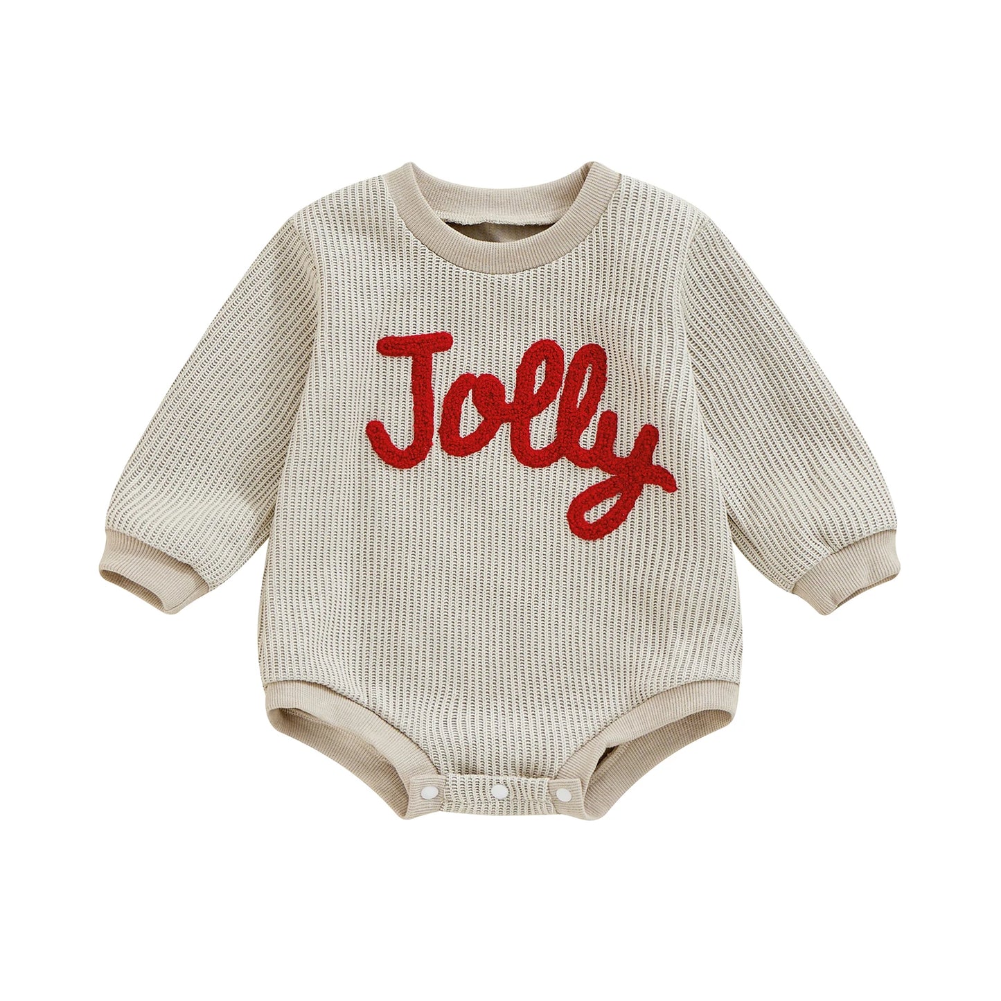 Christmas Jolly Embroidered Sweater Romper