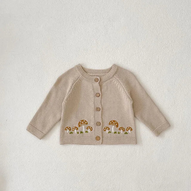 Mushroom Embroidered Cardigan