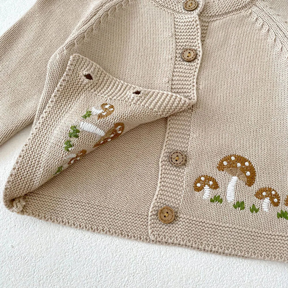 Mushroom Embroidered Cardigan