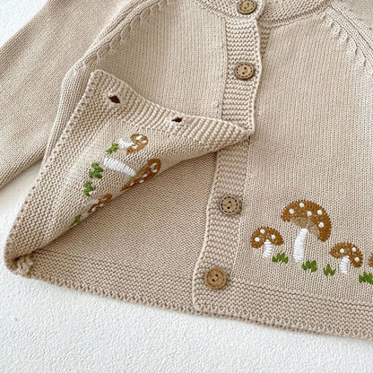 Mushroom Embroidered Cardigan