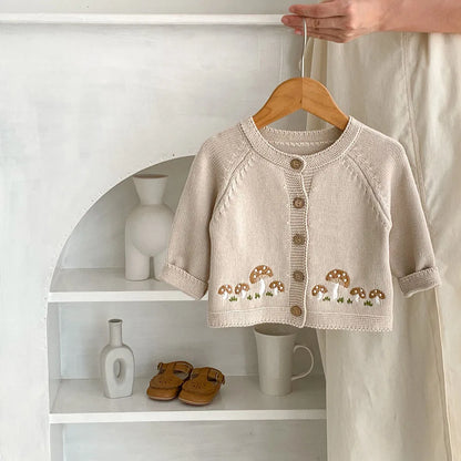 Mushroom Embroidered Cardigan