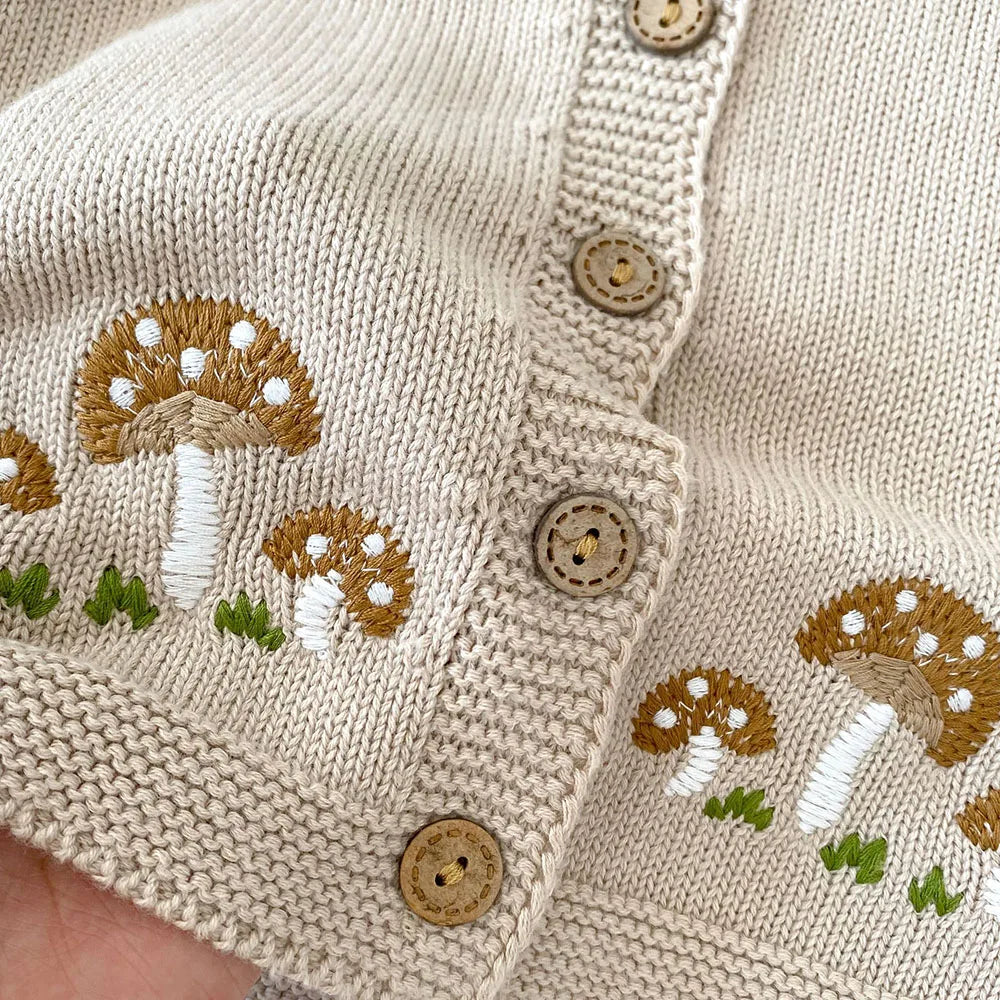 Mushroom Embroidered Cardigan