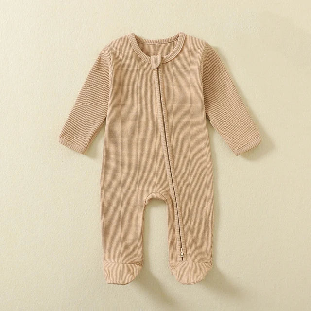 Cotton Waffle Zip Up Sleepsuit