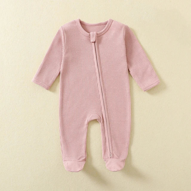 Cotton Waffle Zip Up Sleepsuit