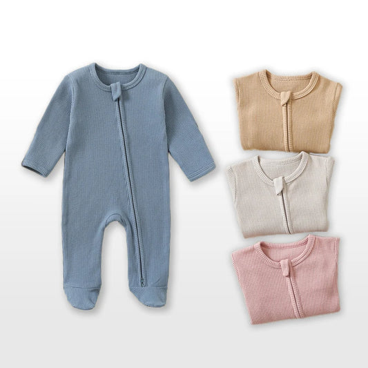 Cotton Waffle Zip Up Sleepsuit