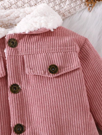 Pink Fleece Lined Corduroy Jacket