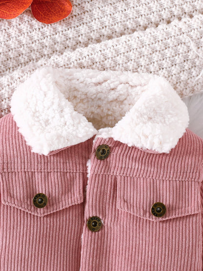 Pink Fleece Lined Corduroy Jacket