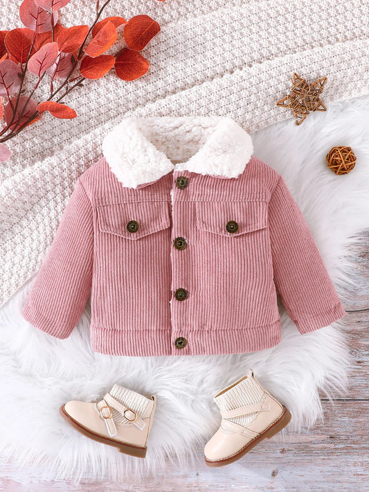 Pink Fleece Lined Corduroy Jacket